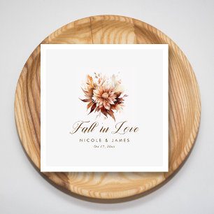 Elegant Rustic Fall In Love Calligraphy Wedding Napkin