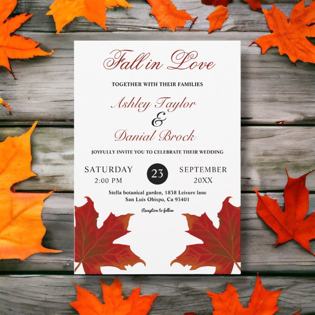 Elegant Rustic Fall in Love Romantic Fall Wedding Invitation (Creator Uploaded)