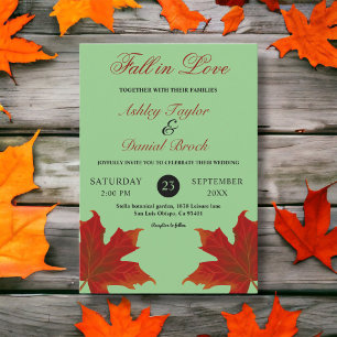 Elegant Rustic Fall in Love Sage Boho Fall Wedding Invitation