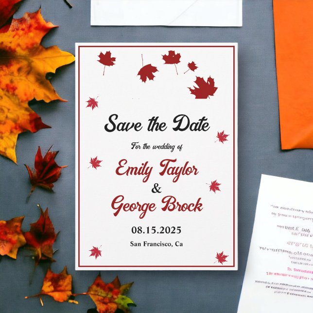 Elegant Rustic Fall Leaves Romantic Fall Wedding Save The Date (Creator Uploaded)