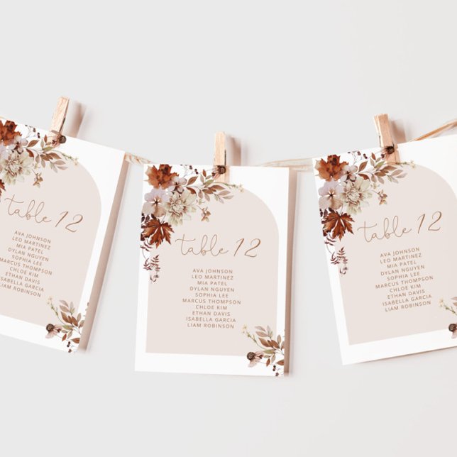 Elegant Rustic Fall Table Seating Chart cards (Creator Uploaded)