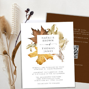 Elegant Rustic Fall Wedding All In One QR Code Invitation