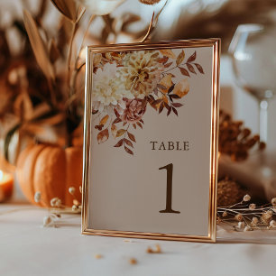 Elegant Rustic Fall Wedding Table Number