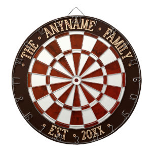 Elegant Rustic FAMILY NAME, YEAR Dark Brown Border Dartboard