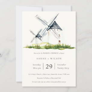 Elegant Rustic Farm Windmill Theme Wedding Invite