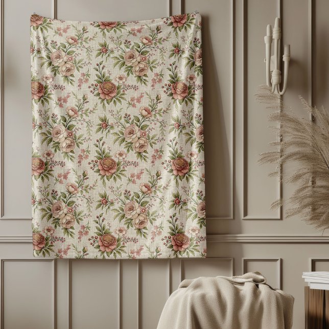 Elegant Rustic Farmhouse Chic Soft Floral Designs Fleece Blanket (Elegant Rustic Farmhouse Chic Soft Floral Designs Fleece Blanket)