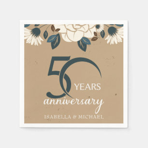 Elegant Rustic Floral 50th Wedding Anniversary Napkin
