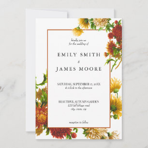 Elegant Rustic Floral Autumn Fall Wedding Invitation