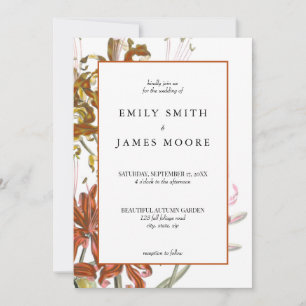 Elegant Rustic Floral Autumn Fall Wedding Invitation