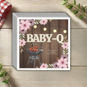 Elegant Rustic Floral Baby-Q Grill Baby Shower Napkin