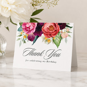 Elegant Rustic Floral Birthday Thank You Card