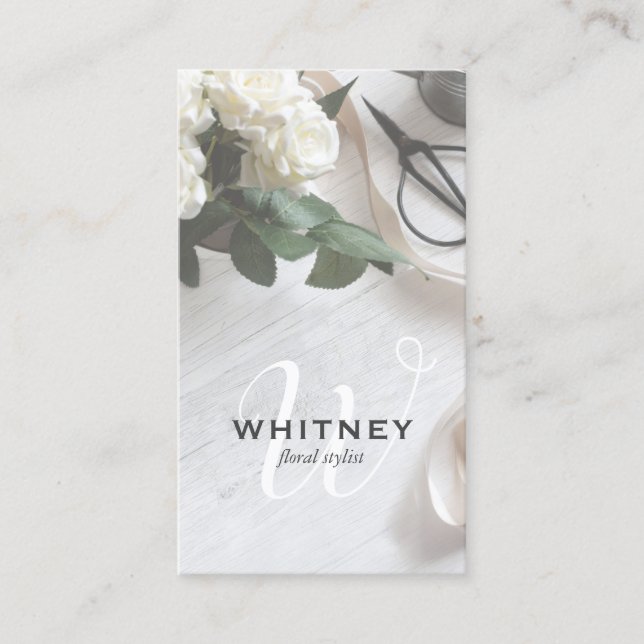 Elegant Rustic Floral Florist Business Card (Front)