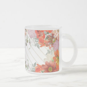 Elegant rustic floral frosted glass coffee mug