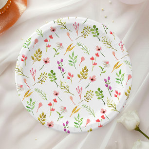 Elegant Rustic Floral Garden Baby Shower Paper Plate