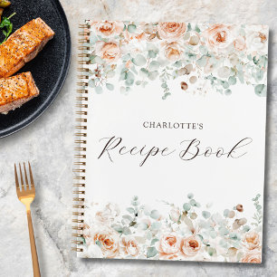 Elegant Rustic Floral Greenery Personalised Recipe Notebook