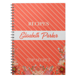 Elegant rustic floral kitchen cookbook recipes notebook