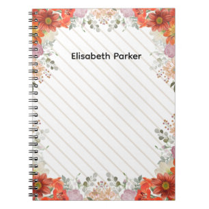 Elegant rustic floral kitchen cookbook recipes notebook