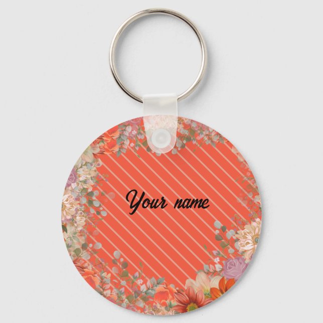 Elegant rustic floral kitchen key ring (Front)