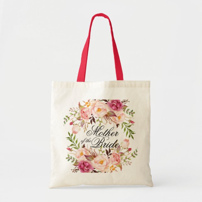Elegant Rustic Floral Mother of the Bride Tote Bag (Front)