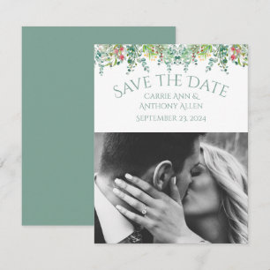Elegant Rustic Floral Photo Save the Date