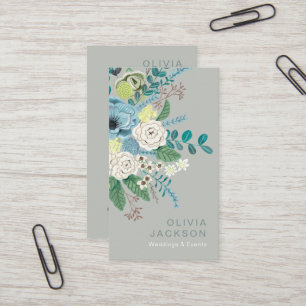 Elegant rustic floral sage green business card