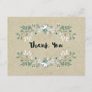 Elegant Rustic Floral Simple Earthy Thank You Postcard