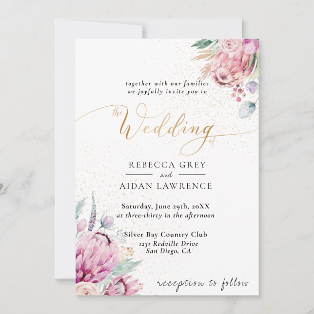 Elegant Rustic Floral wedding  Invitation (Front)