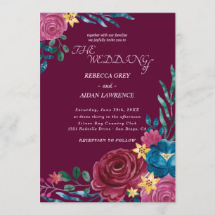 Elegant Rustic floral  Wedding Invitation