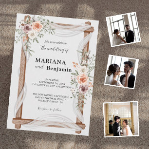 Elegant Rustic Floral Wedding  Invitation