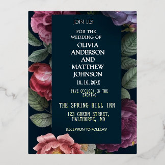 Elegant Rustic Floral Wedding Invitation | Vintage