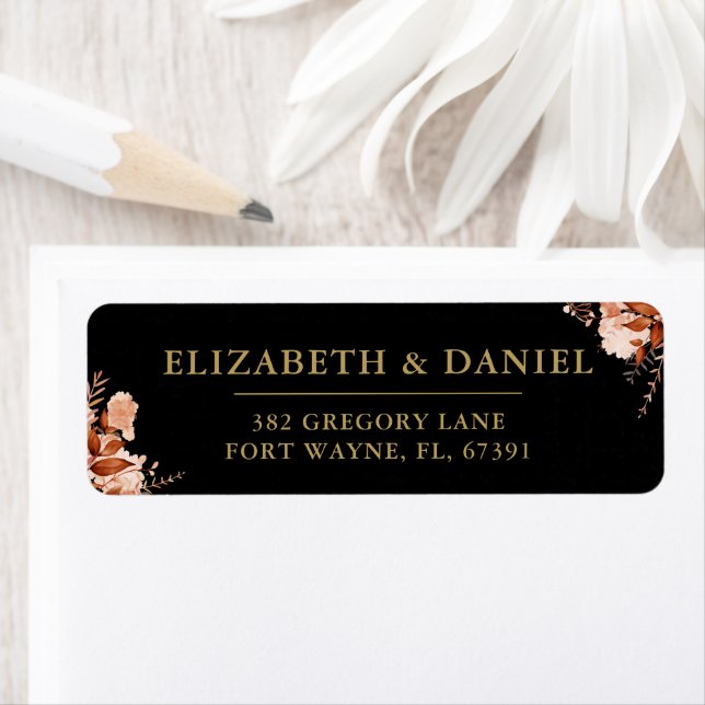 Elegant Rustic Floral Wedding Return Address (Insitu)