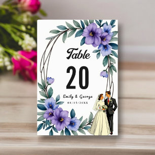 Elegant Rustic Floral Wreath Bride Groom Wedding Table Number