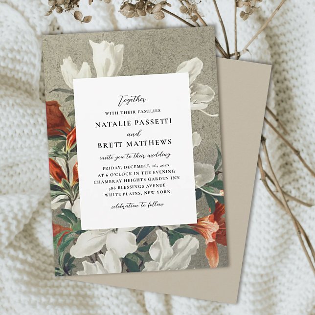 Elegant Rustic Florals Terracotta Orange Wedding  Invitation (Creator Uploaded)