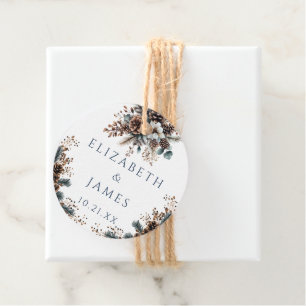 Elegant Rustic Forest Floral Pinecones Wedding Favour Tags