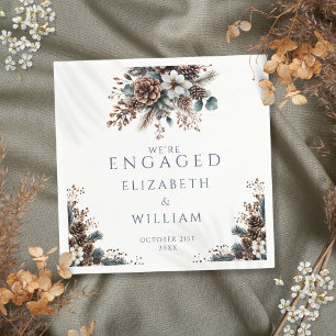 Elegant Rustic Forest Pinecones Engagement Party Napkin