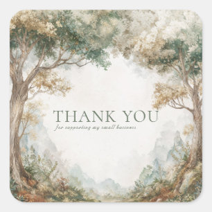 Elegant Rustic Forest Trees Misty Clearing Square Sticker