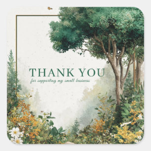 Elegant Rustic Forest Wildflower Gold Frame Square Sticker