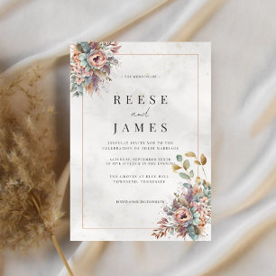 Elegant Rustic Frame Floral Wedding Invitation
