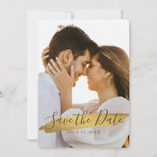 Elegant Rustic Gold Save The Date with Photo