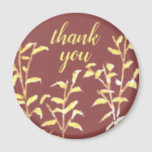 Elegant Rustic Golden Yellow Botanical Thank You Magnet<br><div class="desc">These magnets make the perfect favours or customer appreciation gifts. This thank you magnet features golden yellow leaves and elegant calligraphy. See this design on other thank you gifts and favours in our store.
Original Artwork by Wilderness Store</div>