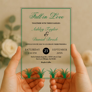 Elegant Rustic Green Grass Boho Frame Fall Wedding Acrylic Invitations