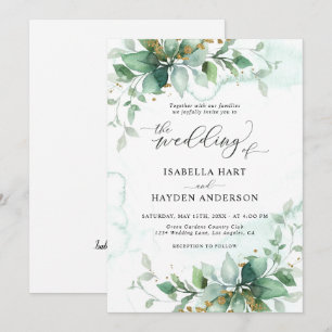 Elegant Rustic Greenery Foliage Leaves Wedding Invitation