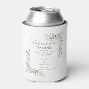 Elegant Rustic Greenery Foliage Wedding Can Cooler