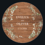 Elegant Rustic Greenery Wedding Classic Round Sticker<br><div class="desc">Elegant rustic wedding sticker.</div>