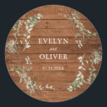 Elegant Rustic Greenery Wedding Classic Round Sticker<br><div class="desc">Elegant rustic wedding sticker.</div>