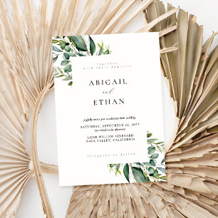 Elegant Rustic Greenery Wedding Invitation