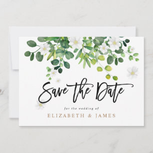 Elegant Rustic Greenery Wedding Save The Date