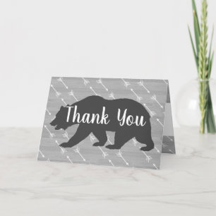 Elegant Rustic Grey Bear & White  Arrows Thank You Card