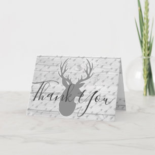 Elegant Rustic Grey Deer & White Wood Thank You