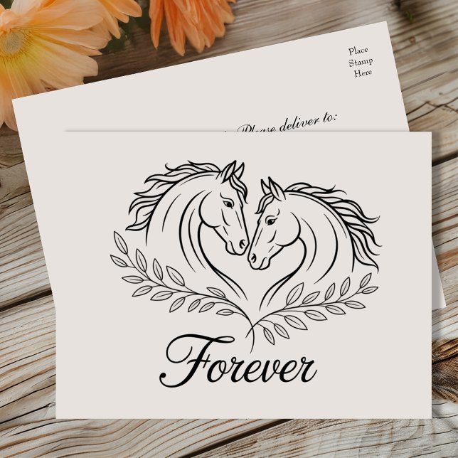 Elegant Rustic Horse Love Western Country Wedding Postcard (Creator Uploaded)